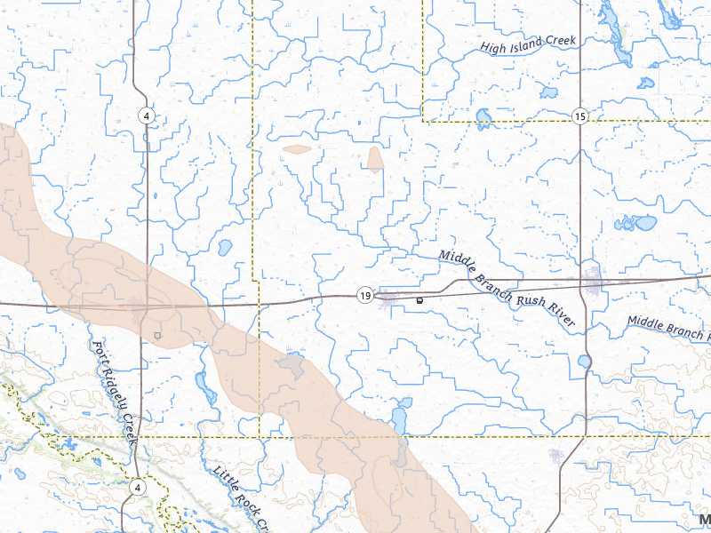 Radar-estimated hail-size map of the storm over Gibbon, MN on Jun 23, 2026