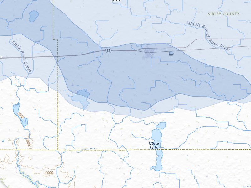 NEXRAD radar-signature map of the hail storm over Gibbon, MN on Aug 7, 2026