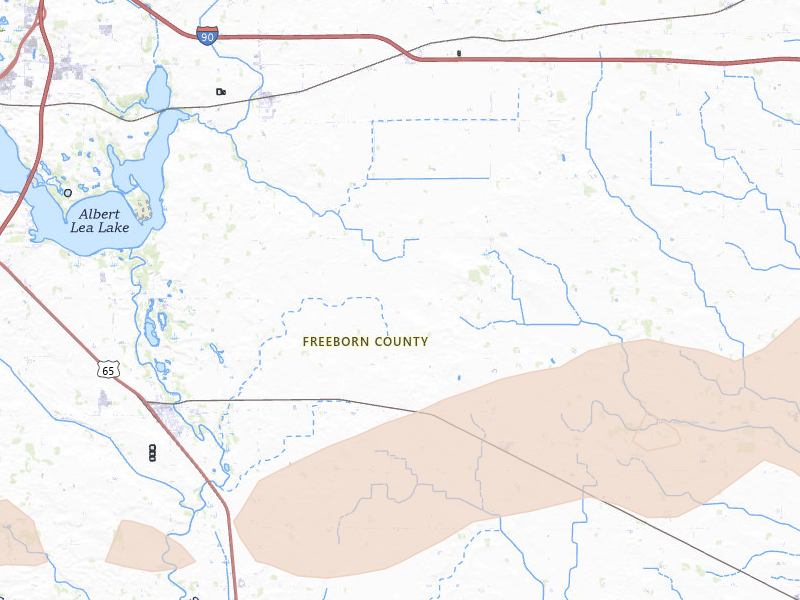 Radar-estimated hail-size map of the storm over Glenville, MN