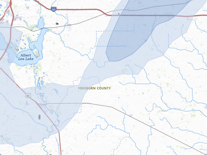 NEXRAD radar-signature map of the hail over Glenville, MN