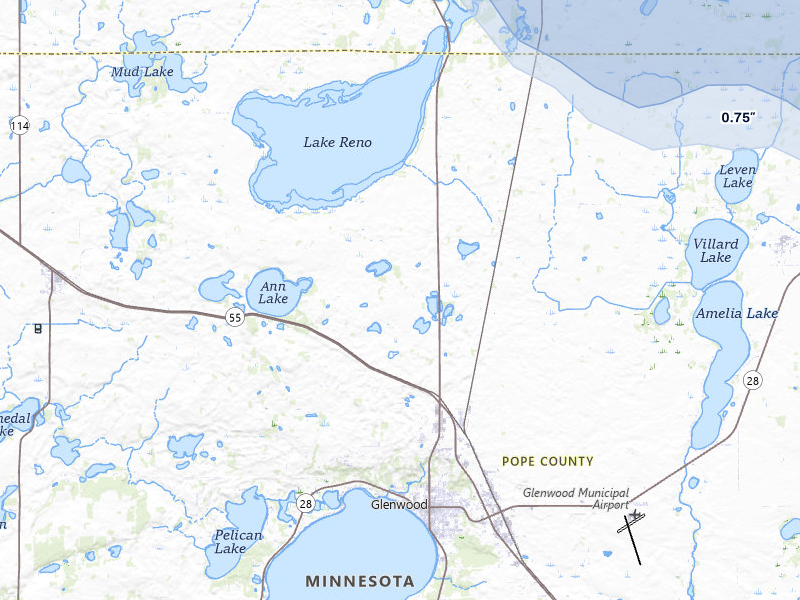 NEXRAD radar-signature map of the hail storm over Glenwood, MN on Jun 5, 2026