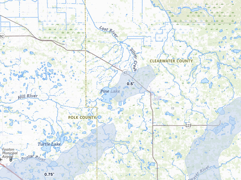 NEXRAD radar-signature map of the hail storm over Gonvick, MN on Jun 29, 2026