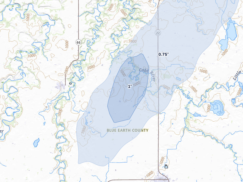 NEXRAD radar-signature map of the hail storm over Good Thunder, MN on Jun 30, 2026