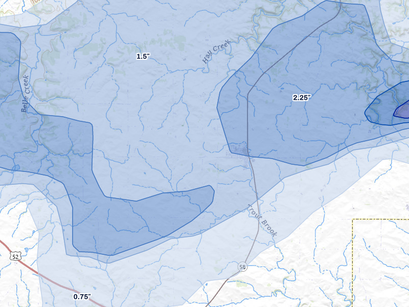 NEXRAD radar-signature map of the hail over Goodhue, MN
