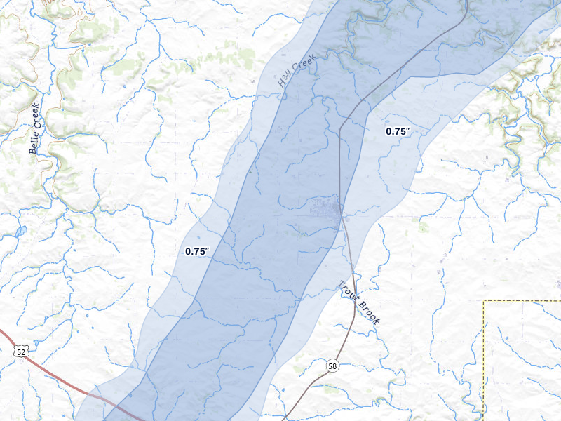 NEXRAD radar-signature map of the hail over Goodhue, MN