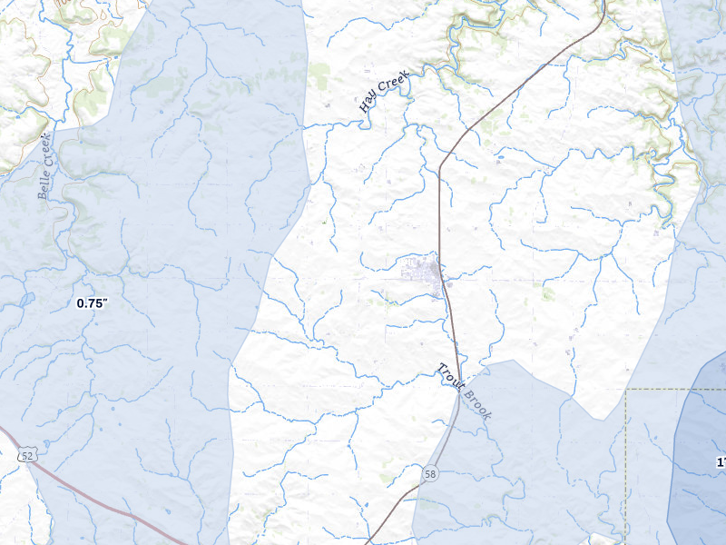 NEXRAD radar-signature map of the hail storm over Goodhue, MN on May 17, 2026