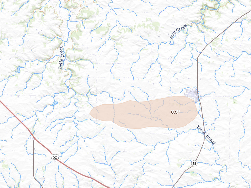 Radar-estimated hail-size map of the storm over Goodhue, MN on Sep 2, 2026