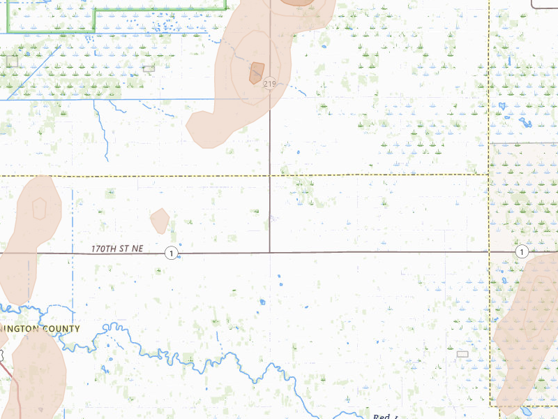 Radar-estimated hail-size map of the storm over Goodridge, MN