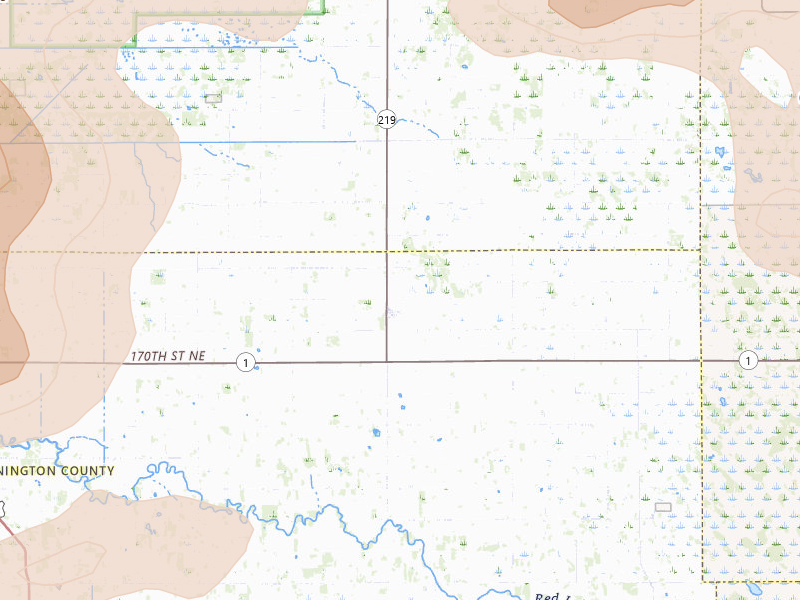 Radar-estimated hail-size map of the storm over Goodridge, MN on Jul 6, 2026