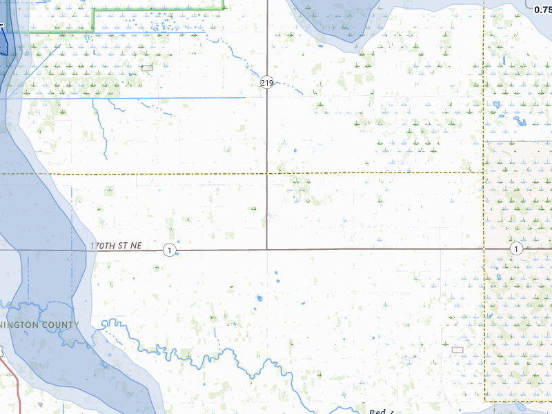 NEXRAD radar-signature map of the hail over Goodridge, MN
