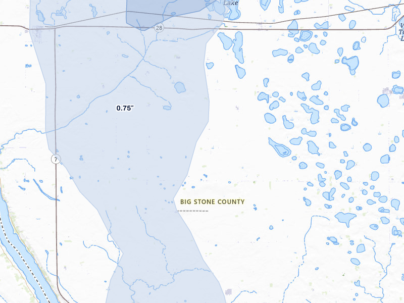 NEXRAD radar-signature map of the hail storm over Graceville, MN on Jul 10, 2026