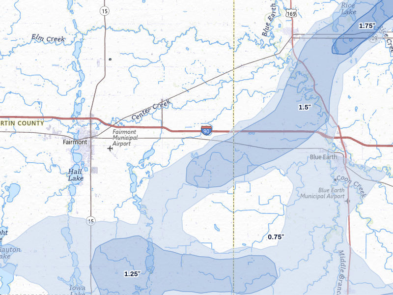 NEXRAD radar-signature map of the hail storm over Granada, MN on May 15, 2026