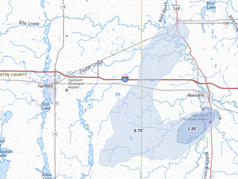 NEXRAD radar-signature map of the hail storm over Granada, MN on May 18, 2026