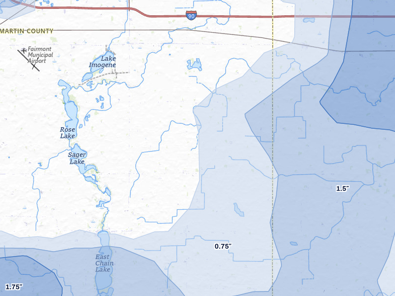 NEXRAD radar-signature map of the hail storm over Granada, MN on Aug 7, 2026