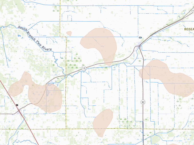 Radar-estimated hail-size map of the storm over Greenbush, MN