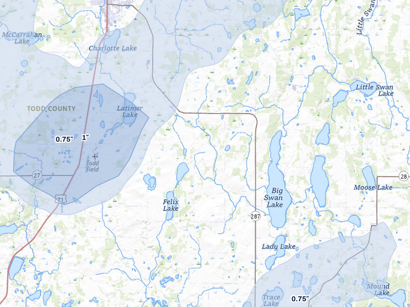 NEXRAD radar-signature map of the hail storm over Grey Eagle, MN on Jun 29, 2026