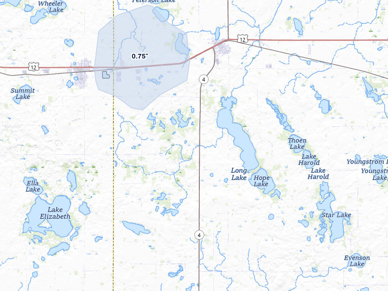 NEXRAD radar-signature map of the hail storm over Grove City, MN on May 11, 2026