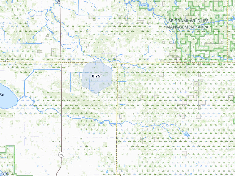 NEXRAD radar-signature map of the hail storm over Grygla, MN on Jun 29, 2026