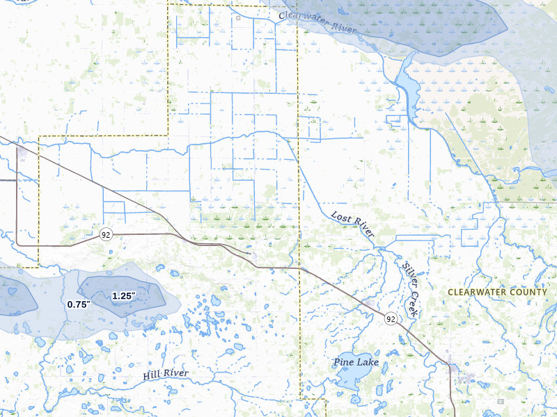 NEXRAD radar-signature map of the hail storm over Gully, MN on Jul 6, 2026