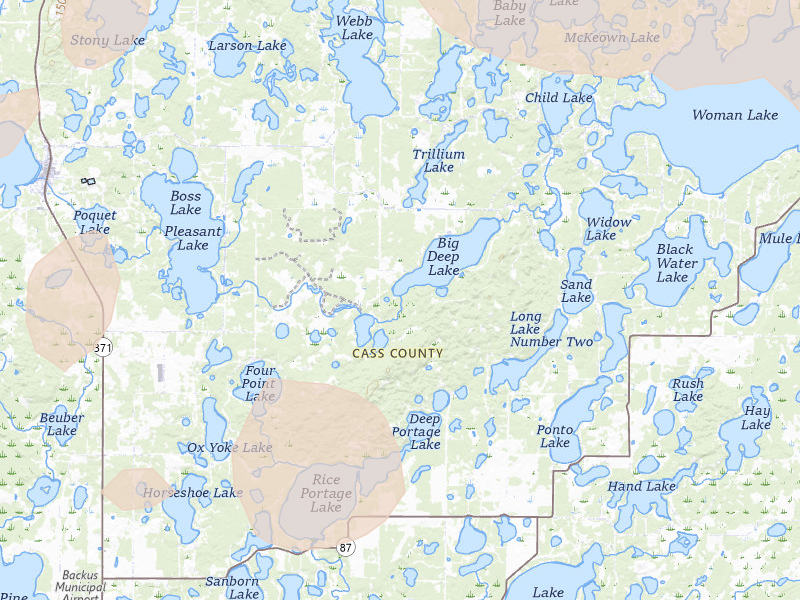 Radar-estimated hail-size map of the storm over Hackensack, MN on Jul 6, 2026
