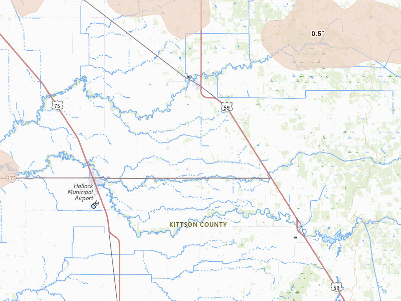 Radar-estimated hail-size map of the storm over Hallock, MN on Jun 28, 2026