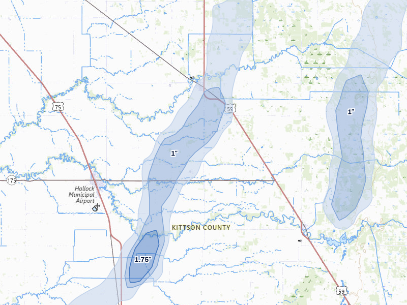 NEXRAD radar-signature map of the hail storm over Hallock, MN on Jun 29, 2026