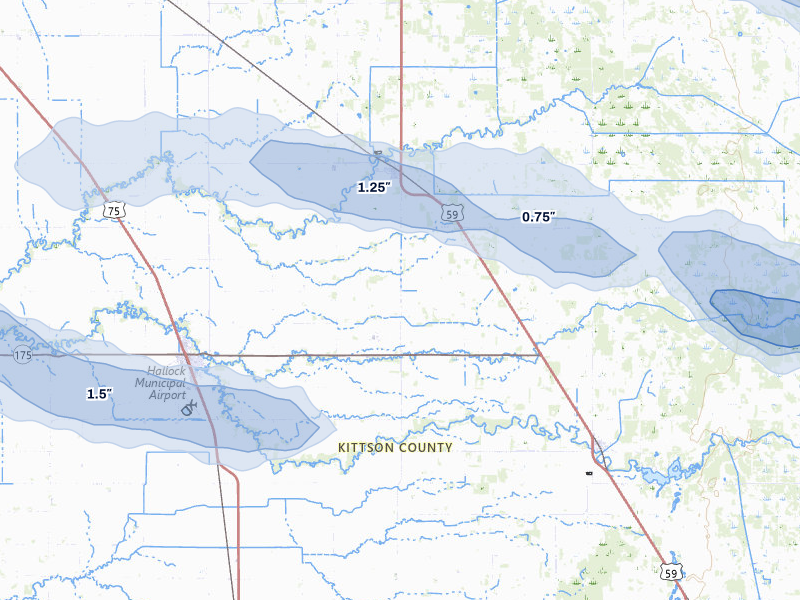 NEXRAD radar-signature map of the hail storm over Hallock, MN on Jul 24, 2026