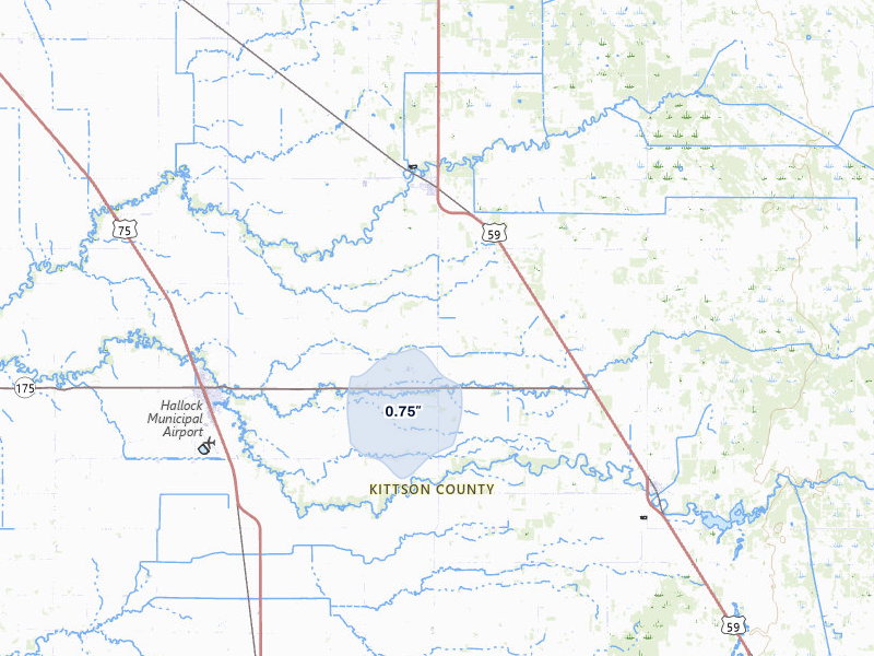 NEXRAD radar-signature map of the hail storm over Hallock, MN on Jul 26, 2026
