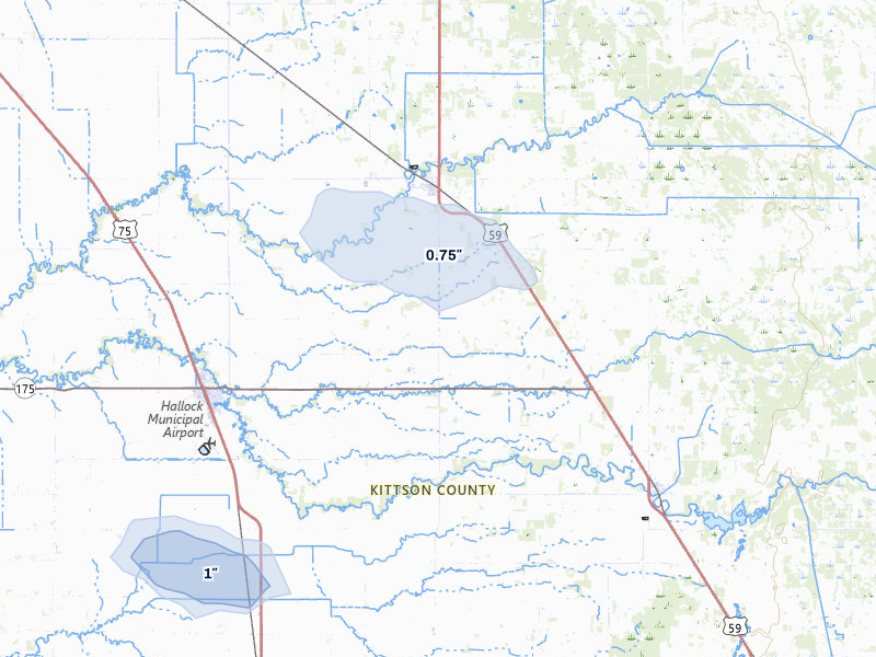 NEXRAD radar-signature map of the hail storm over Hallock, MN on Jul 30, 2026