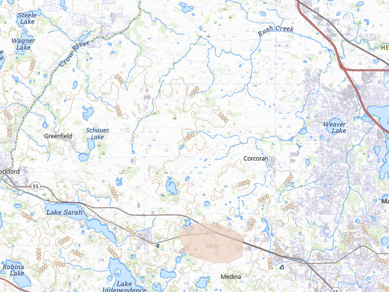 Radar-estimated hail-size map of the storm over Hamel, MN on Jul 19, 2026