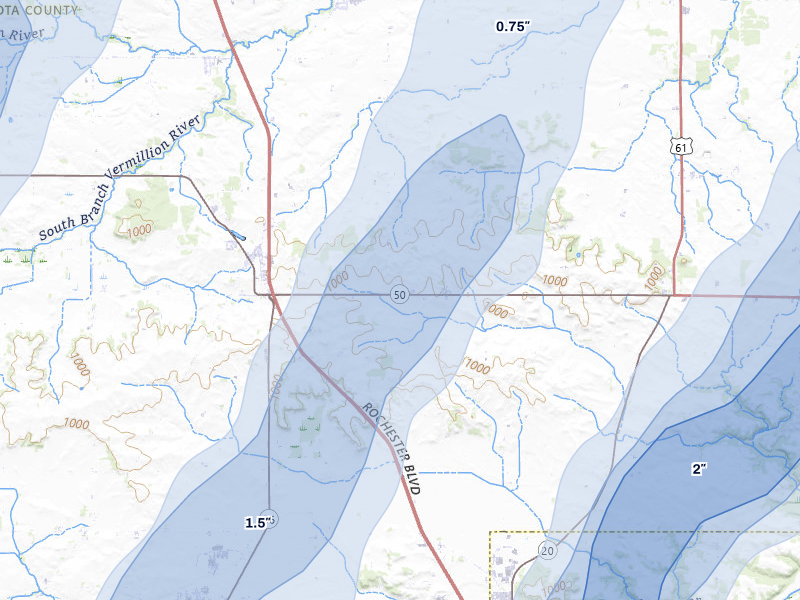 NEXRAD radar-signature map of the hail over Hampton, MN