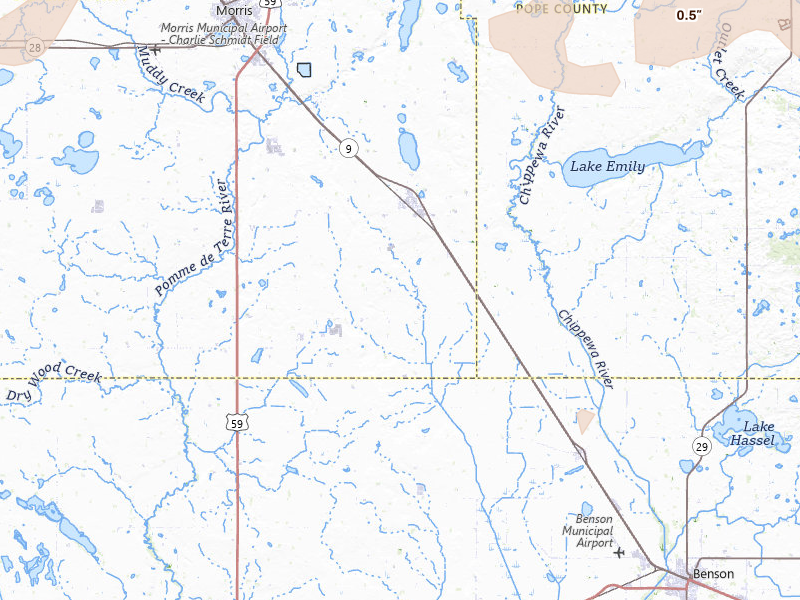 Radar-estimated hail-size map of the storm over Hancock, MN on Jul 7, 2026