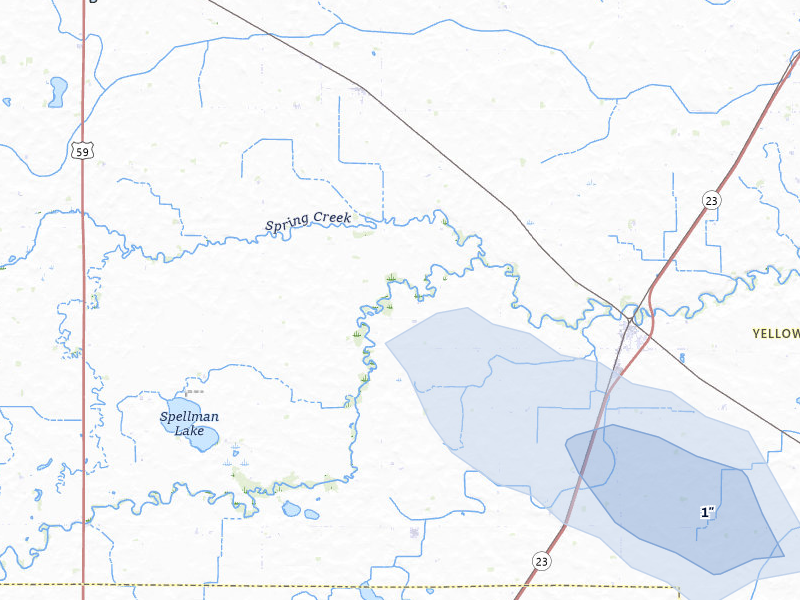NEXRAD radar-signature map of the hail storm over Hanley Falls, MN on Jun 3, 2026