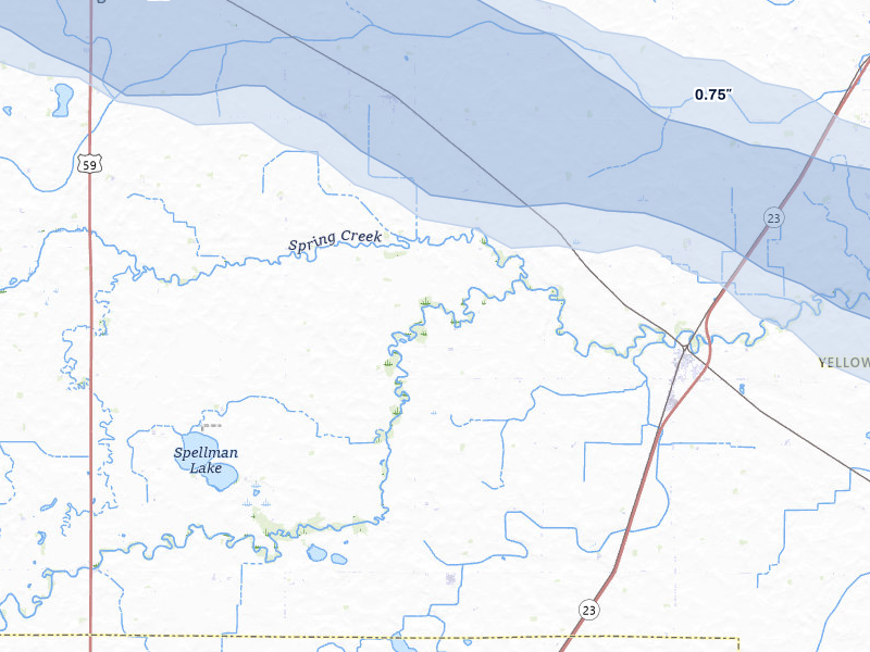 NEXRAD radar-signature map of the hail storm over Hanley Falls, MN on Jun 5, 2026