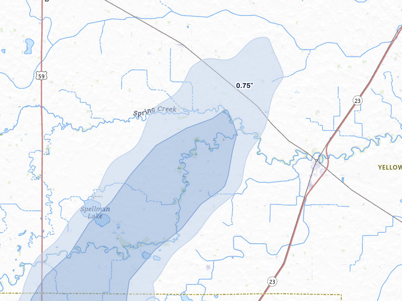 NEXRAD radar-signature map of the hail storm over Hanley Falls, MN on Jun 29, 2026