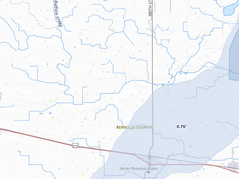 NEXRAD radar-signature map of the hail over Hector, MN