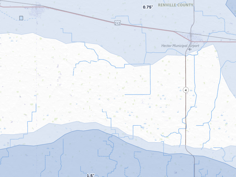NEXRAD radar-signature map of the hail storm over Hector, MN on Aug 7, 2026