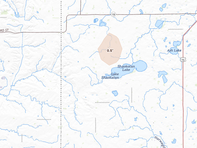 Radar-estimated hail-size map of the storm over Hendricks, MN