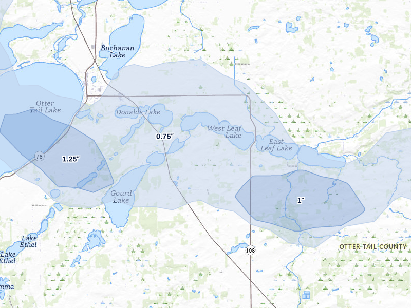 NEXRAD radar-signature map of the hail storm over Henning, MN on Jul 6, 2026