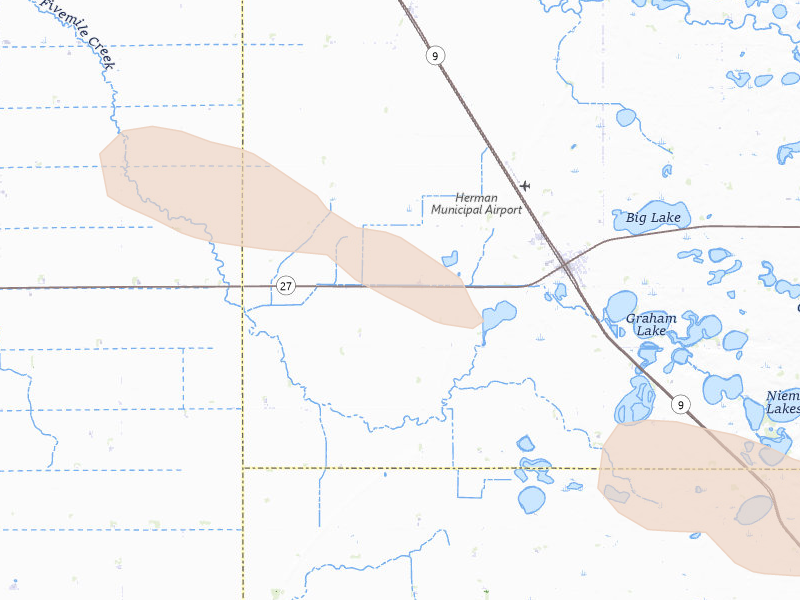 Radar-estimated hail-size map of the storm over Herman, MN on Jun 23, 2026