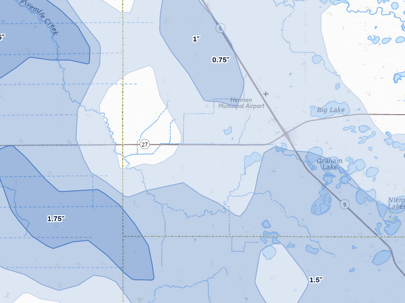 NEXRAD radar-signature map of the hail storm over Herman, MN on Jul 6, 2026