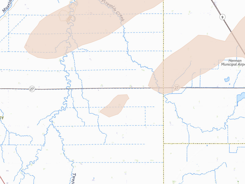 Radar-estimated hail-size map of the storm over Herman, MN on Aug 3, 2026