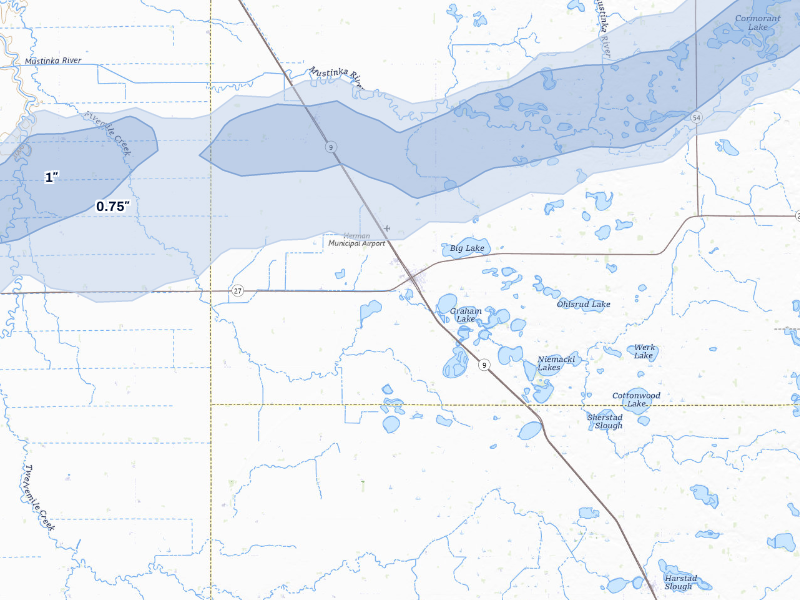 NEXRAD radar-signature map of the hail storm over Herman, MN on Aug 3, 2026