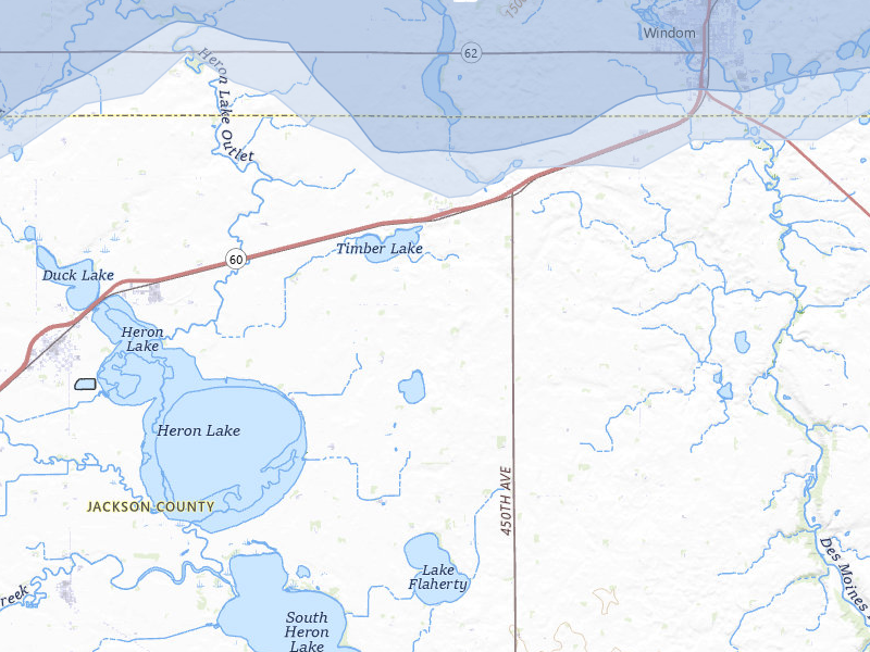 NEXRAD radar-signature map of the hail over Heron Lake, MN
