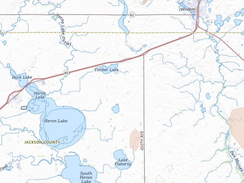 Radar-estimated hail-size map of the storm over Heron Lake, MN on Jun 27, 2026