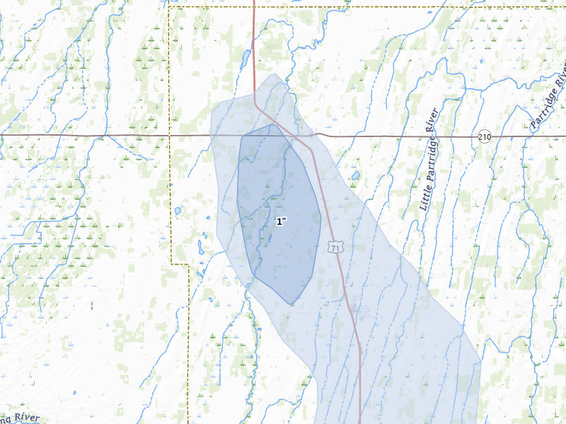 NEXRAD radar-signature map of the hail over Hewitt, MN