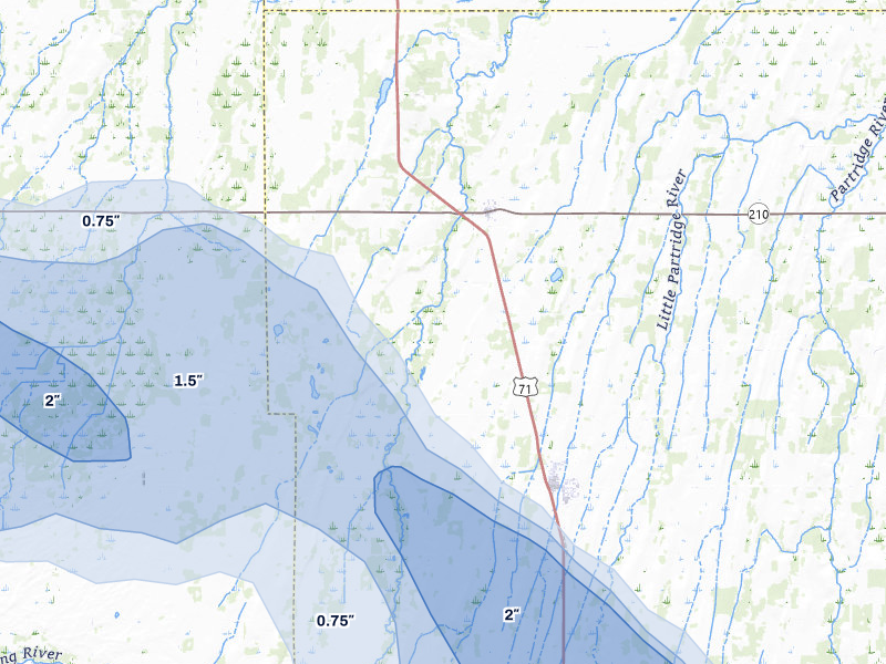NEXRAD radar-signature map of the hail over Hewitt, MN