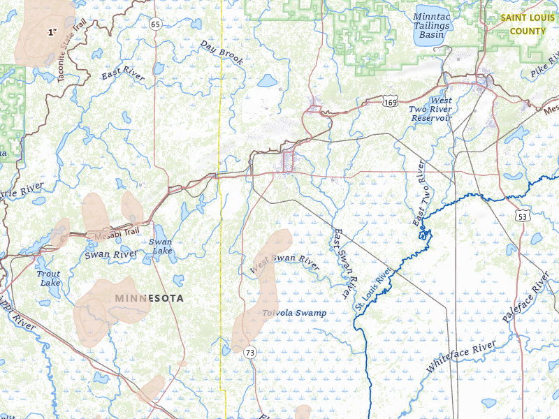 Radar-estimated hail-size map of the storm over Hibbing, MN on Jun 10, 2026
