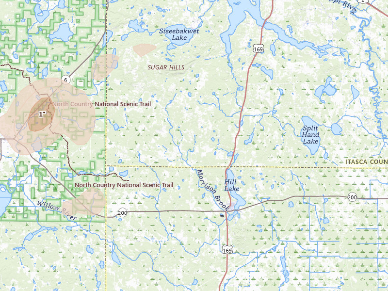 Radar-estimated hail-size map of the storm over Hill City, MN on Jul 2, 2026