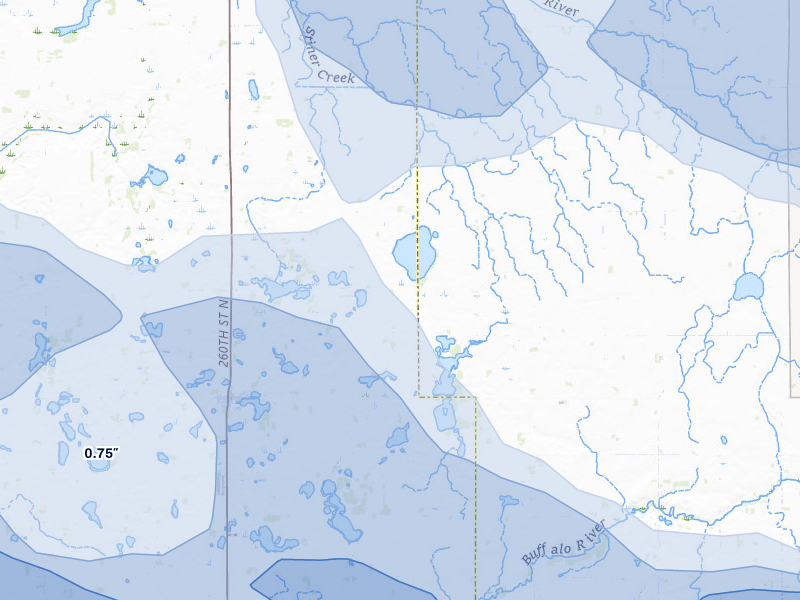 NEXRAD radar-signature map of the hail storm over Hitterdal, MN on Jul 6, 2026
